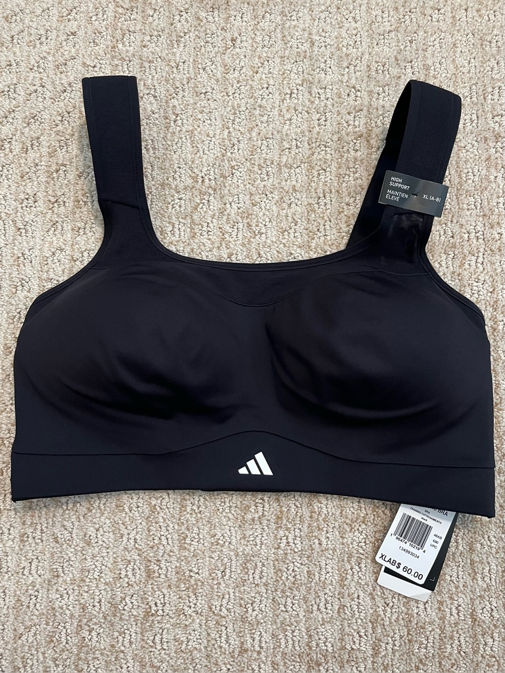 Adidas TLRD Impact Training High Support Sports Bra Black & White XL A-B Cup